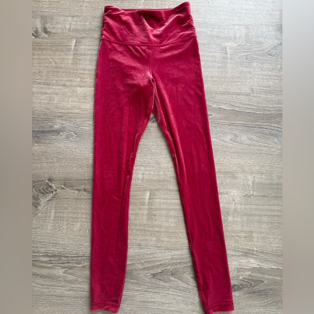 Athleta Women’s Size XXS Velvet Pinkish Red High-Waisted Leggings Soft Stretchy
